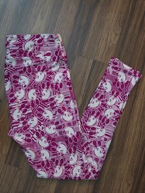 LuLaRoe TC Pink and White Character Print Leggings